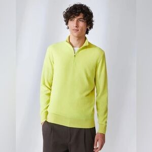 Loro Piana Lime Green Half-Zip Pullover